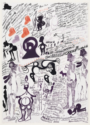 Donne tratteggiate e cappelli rossi
(Femmes esquissées et chapeaux rouges)
